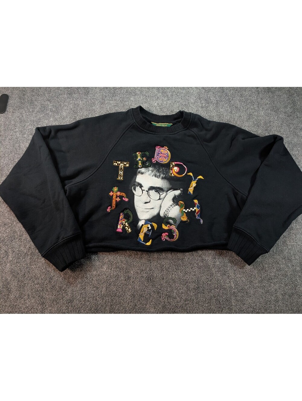 Teddy Fresh x Elton John Sweatshirt Size Medium Streetwear Cropped Modified